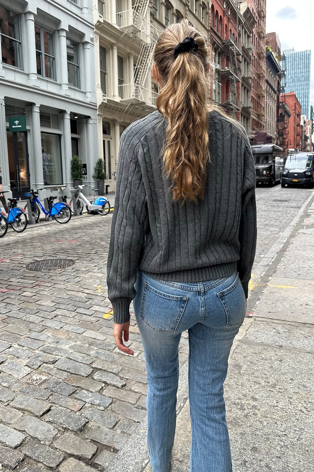 Ida Cotton Cable Knit V-Neck Sweater - Image 9